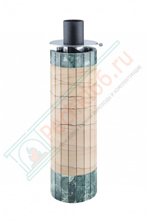 Дымоход с регистром Окаменевшее дерево перенесённый рисунок + Змеевик, d-115, L=1000 мм (Feringer)