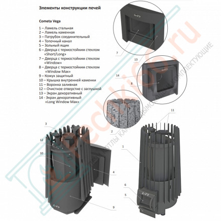 Печь для бани Cometa 180 Vega Window, Stone Pro (Grill’D)