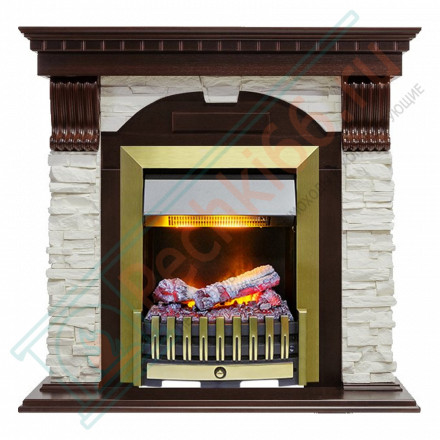 Электрокаминокомплект Dublin - Темный дуб / Сланец белый с очагом Danville Antique Brass FB2