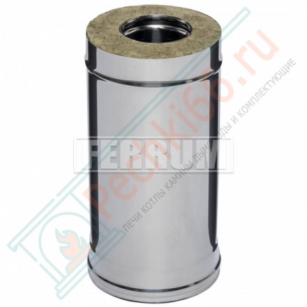 Сэндвич труба для дымохода L=0,5м (НЕРЖ-430/0,8-НЕРЖ-430/0,5) d-180/280 (Ferrum HF)