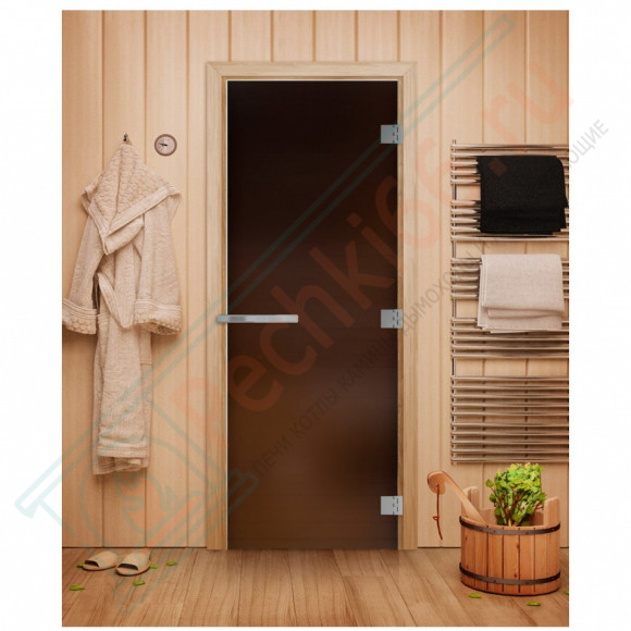 Дверь для бани и сауны Эталон, матовая бронза 10мм, 200х80 см (по коробке) (DoorWood) в Сургуте