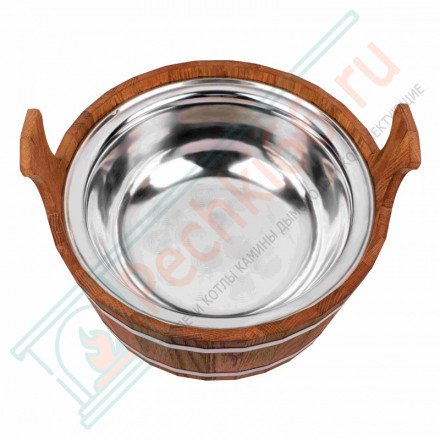 Шайка двуручная 15л. с нержавеющей вставкой, Дуб (Woodson)