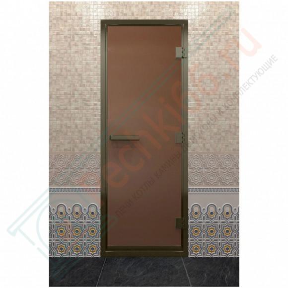 Дверь для хамама в бронзовом профиле, бронза матовая 190x80 (DoorWood) в Сургуте