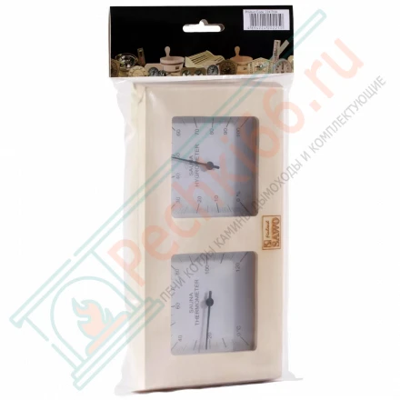 Термогигрометр квадратный 224-THA, осина (Sawo)