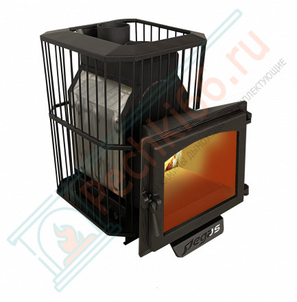 Банная печь Пегас-16 сетка, панорама, закрытая каменка (Pegas)