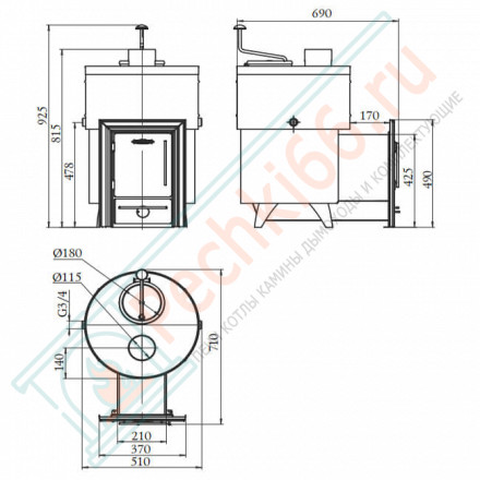 Печь для бани Скоропарка 2012 Inox Люмина черная бронза (T.M.F) до 18 м3