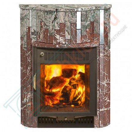 Портал для печи (Макси) серии 'Ламель' - Жадеит + Россо Леванте (Feringer)