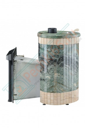 Дровяная банная печь Ферингер ОПТИМА "Жадеит перенесённый рисунок + Окаменевшее дерево" до 28 м³