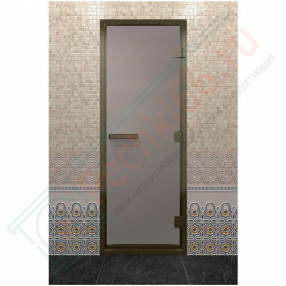 Дверь для хамама в бронзовом профиле, сатин 180x70 (DoorWood) в Сургуте