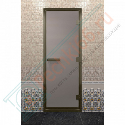 Дверь для хамама в бронзовом профиле, сатин 200x80 (DoorWood)