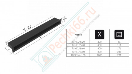 Каминная решётка стальная Tunel/6/80/SZ (Kratki)