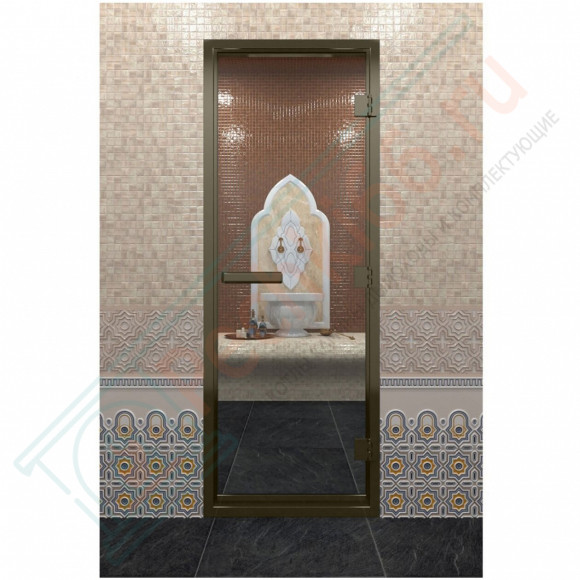 Стеклянная дверь DoorWood «Хамам Прозрачная» в бронзовом профиле 2000х700 (по коробке) в Сургуте
