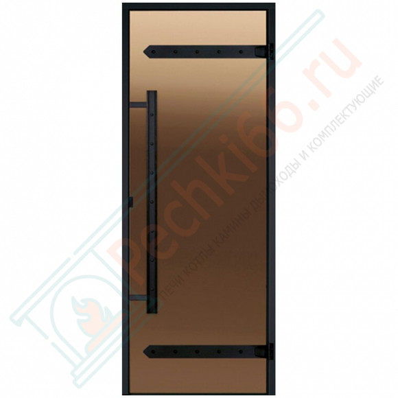 Дверь стеклянная для сауны LEGEND, бронза, коробка чёрная сосна 1900х800 (Harvia) D81901МL в Сургуте