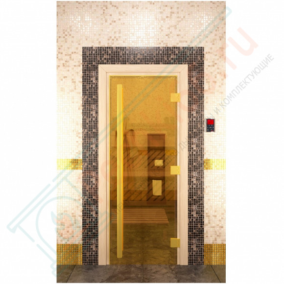 Дверь для бани и сауны Престиж золото, 2000х800 по коробке (DoorWood) в Сургуте