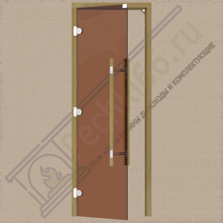 Дверь стеклянная для бани и сауны, бронза, коробка кедр, ручка с металлической вставкой 1900х700 (Sawo) 741-3SGD в Сургуте