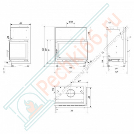 Стальная топка Oliwia/PW/BP/22/BS/W/DECO (Kratki)