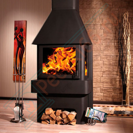 Печь-камин Бавария Три стекла Графит (ЭкоКамин) до 270 м3