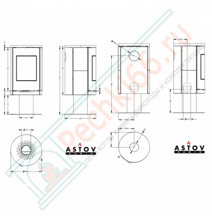 Печь-камин R1.0 N K Plus, на ноге (Астов)