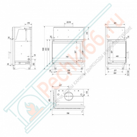 Стальная топка Amelia/PW/BL/24/BS/W/DECO (Kratki)