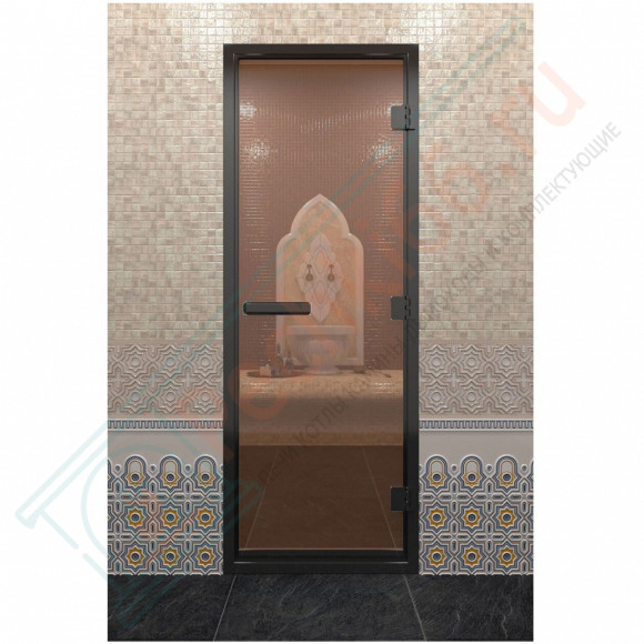Дверь для хамама в черном профиле, бронза 2000x700 мм (DoorWood) в Сургуте