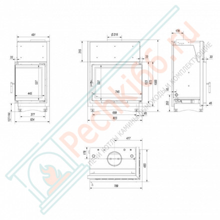 Стальная топка Amelia/PW/BP/24/BS/W/DECO (Kratki)