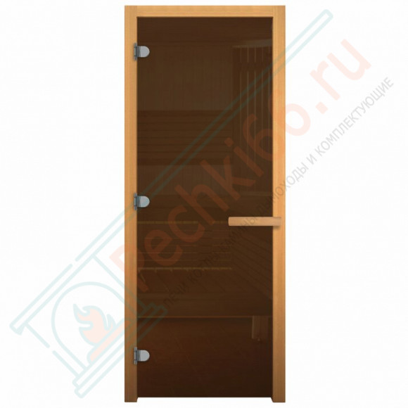 Дверь стеклянная для бани, 8 мм. 3 петли, бронза, коробка осина 1700х700 (Везувий) в Сургуте