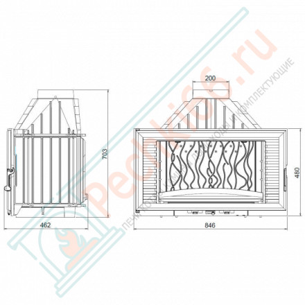 Чугунная топка INVICTA 840 HORIZONTAL VOLET (INVICTA)