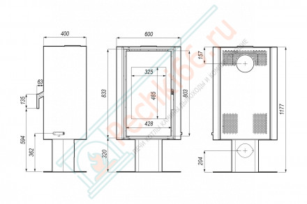 Печь-камин Solum Top, красная сталь (Defro-Home) 9кВт