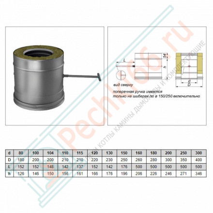 Задвижка повортная V50R с изол (AISI-321/0,8-AISI-304/0,5) d-115/215 (Вулкан-Cerablanket)