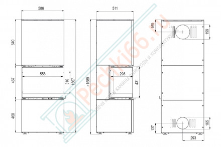 Печь-камин Intra xms c ver. compact 1, черная (Defro-Home) 8кВт