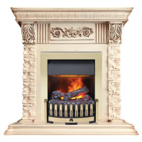 Электрокаминокомплект Luxemburg (каменный) - Сланец/Cлоновая кость с патиной с очагом Danville Brass FB2