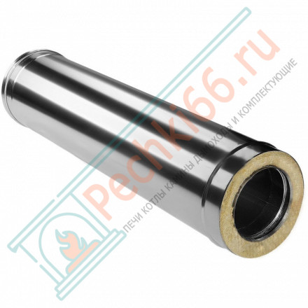 Сэндвич труба для дымохода L=1000 (НЕРЖ-321/0,5-НЕРЖ-439/0,5) d-120/200 (Дымок-Lux)