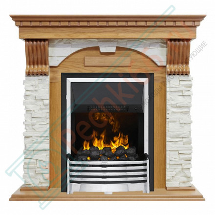 Электрокаминокомплект Dublin - Дуб / Сланец белый с очагом Flagstaff