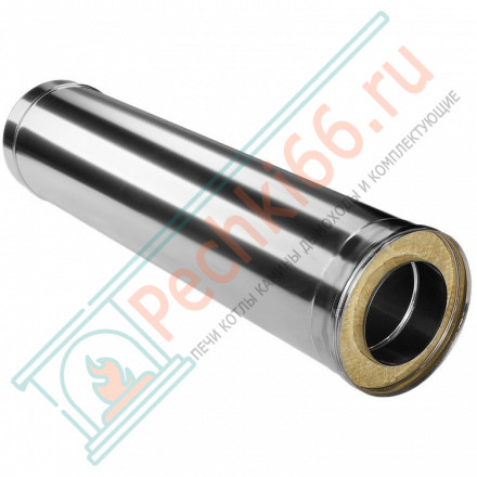 Сэндвич труба для дымохода L=1000 (НЕРЖ-321/0,5-НЕРЖ-439/0,5) d-130/210 (Дымок-Lux)