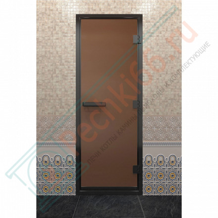 Дверь для хамама в черном профиле, бронза матовая 2000x800 мм (DoorWood)