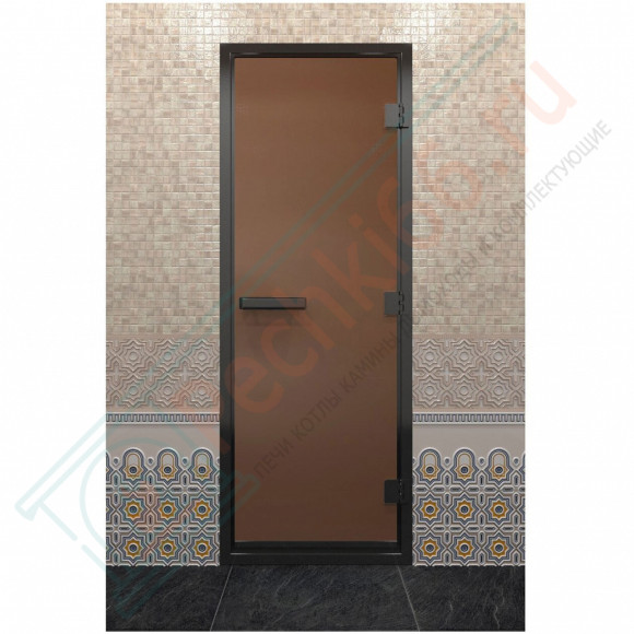 Дверь для хамама в черном профиле, бронза матовая 2000x800 мм (DoorWood) в Сургуте