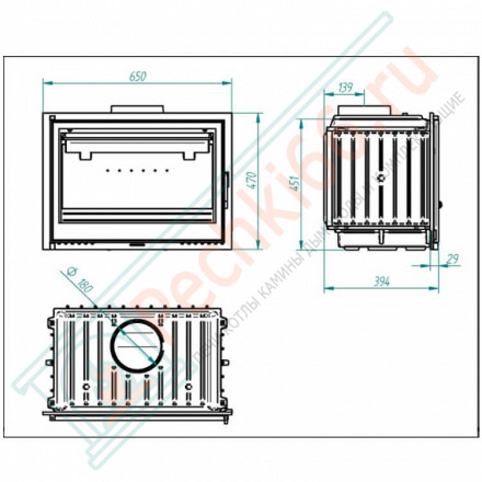 Чугунная топка C-18, с шибером (Ferlux) 10 кВт
