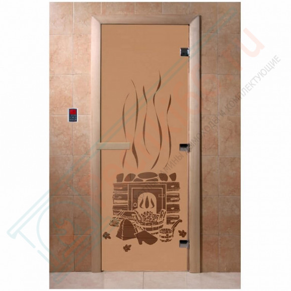 Дверь стеклянная для бани, матовая бронза, "Банька" 1900х700 (DoorWood) в Сургуте