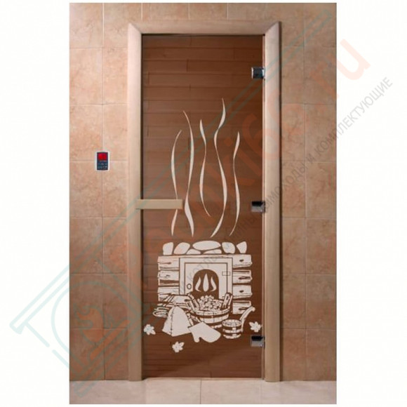 Стеклянная дверь для бани бронза прозрачная "Банька" 1900х700 (DoorWood) в Сургуте