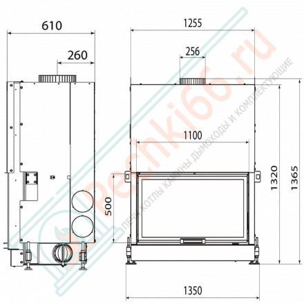Каминная топка HF 1100W (16:9), белый шамот (Stav)