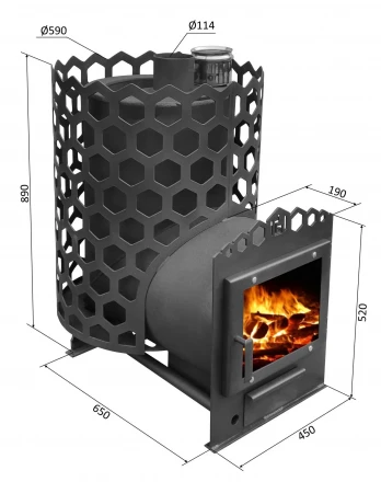 Печь для бани вертикальная Энергия 22 С панорама (БашПечи) до 22 м3