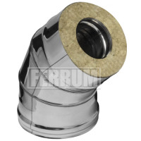 Сэндвич колено 45° (НЕРЖ-430/0,5-НЕРЖ-430/0,5) d-130/200 (Ferrum GS) Сэндвич колено 45° (НЕРЖ-430/0,5-НЕРЖ-430/0,5) d-130/200 (Ferrum GS)