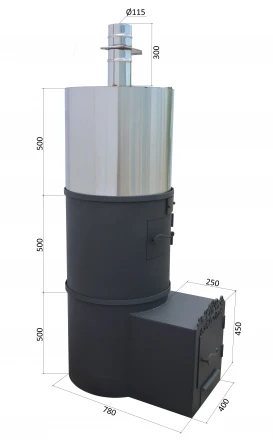 Печь для бани вертикальная-круглая 530 с выступом, бак 95 л, до 24 м3
