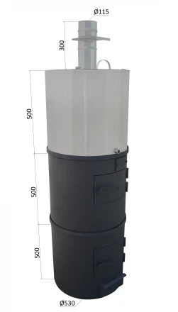 Печь для бани вертикальная-круглая 530, бак 95 л, до 24 м3