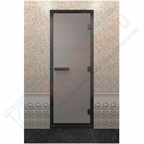 Дверь для хамама в черном профиле, сатин 2000x700 мм (DoorWood) в Сургуте