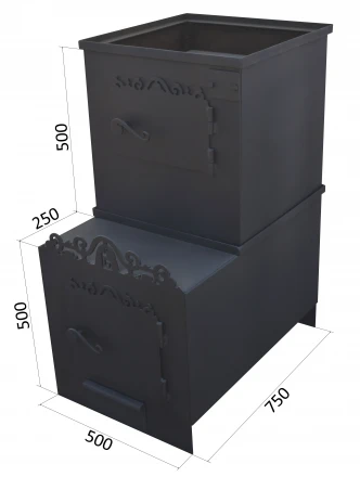 Печь для бани вертикальная с выступом, бак 120 л, до 22 м3