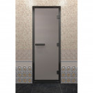 Дверь для хамама в черном профиле, сатин 1900x700 мм (DoorWood)