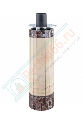 Дымоход с регистром Окаменевшее дерево перенесённый рисунок + Россо Леванте, d-115, L=1000 мм (Feringer)